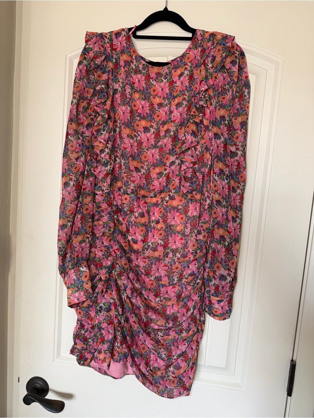 Zara Floral Draped Ruched Open-Back Mini Dress